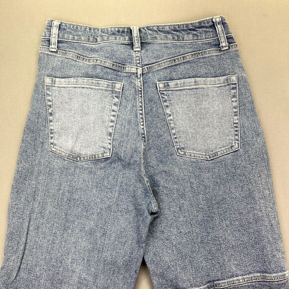 Wild Fable High Rise Straight Leg Jeans Women’s Size 8 Blue Button‎ Fly Raw Hem - Picture 12 of 14
